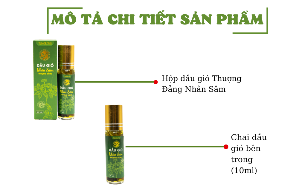 Dầu Gió Nhân Sâm Thượng Đảng Tu Mơ Rông 10ml Từ Sâm Ngọc Linh Kon Tum