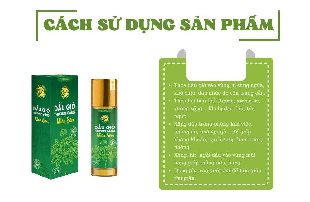 Dầu Gió Nhân Sâm Thượng Đảng Tu Mơ Rông 10ml Từ Sâm Ngọc Linh Kon Tum